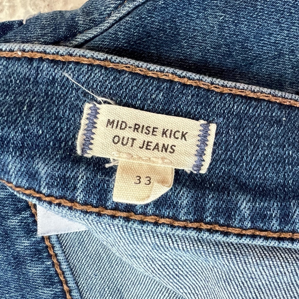 Madewell Mid-Rise Kick Out Flare Crop Ankle Stretch Jeans Medium Blue, size 33 - Picture 8 of 11